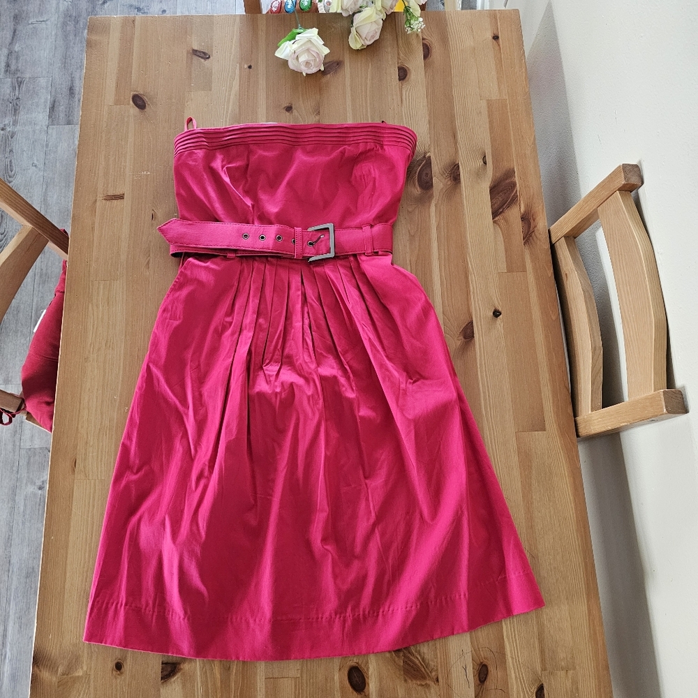 NY&C - Strapless Full Skirt Knee Length Cotton Dress - Pomegranate Red Size 4 - Picture 11 of 11